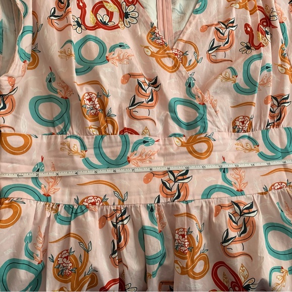 Multicolored Snake Print Vintage Reproduction Swing Dress - Picture 4 of 4